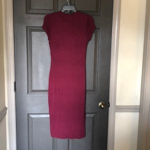 Mid length, burgundy, dress